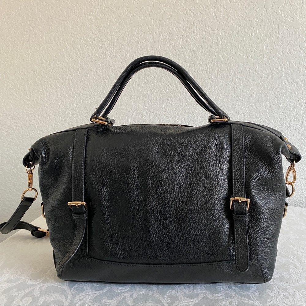 Ora delphine black leather 2 way bag